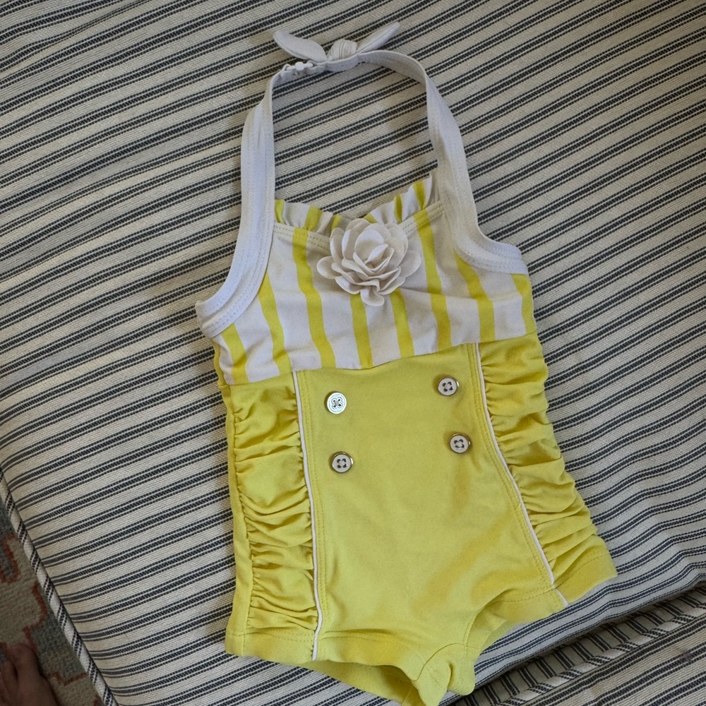 Janie and Jack Yellow and White Striped swimsuit